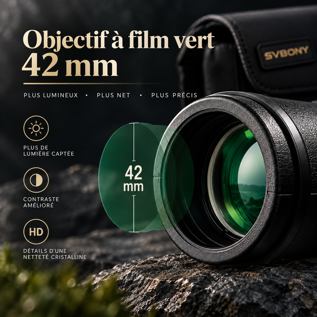 Jumelles d’Observation SVBONY SA202 10×42 – Optique Multicouche & Étanchéité IPX4