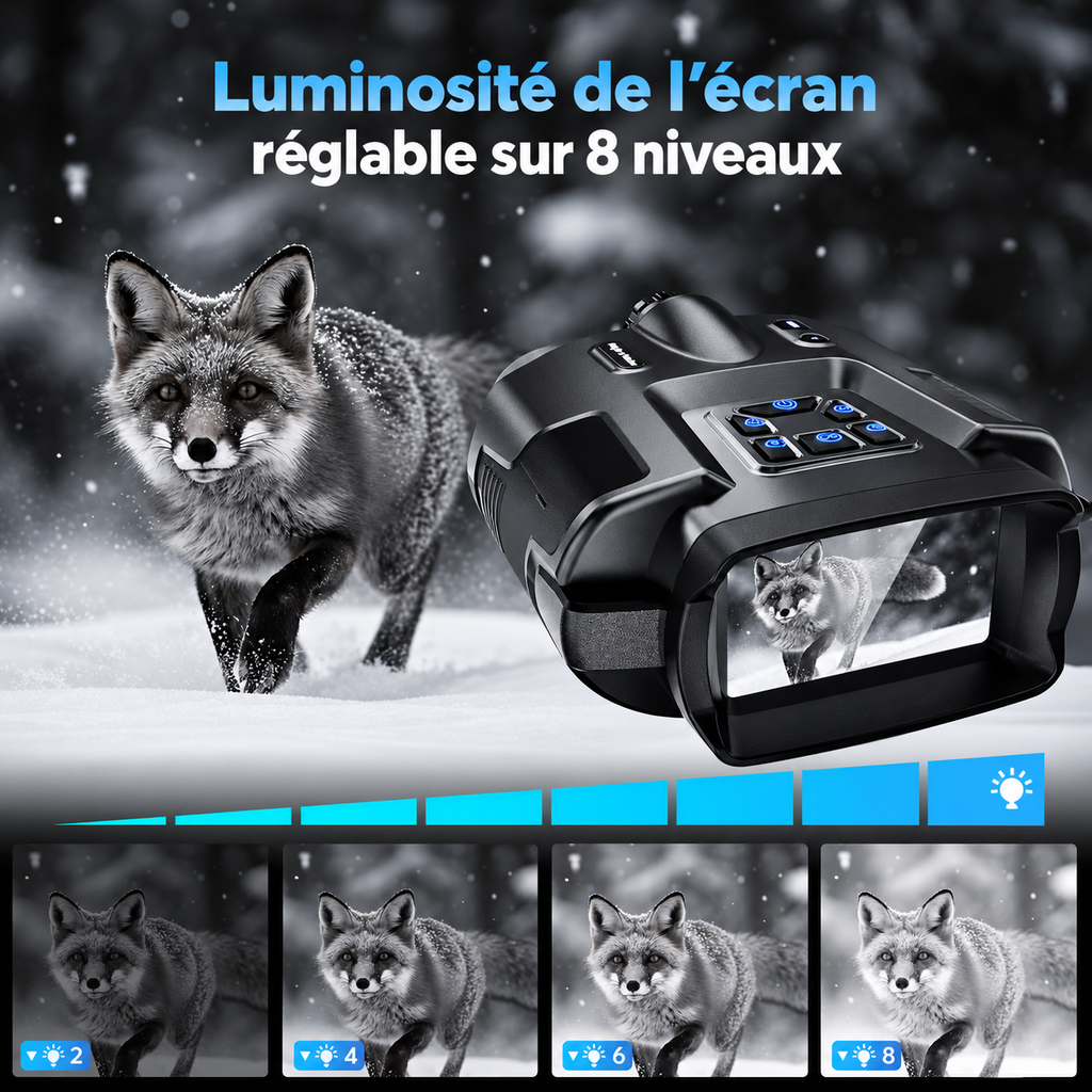 Jumelles de Vision Nocturne 4K – Infrarouge 600 m, Zoom 8× & Carte 64 Go