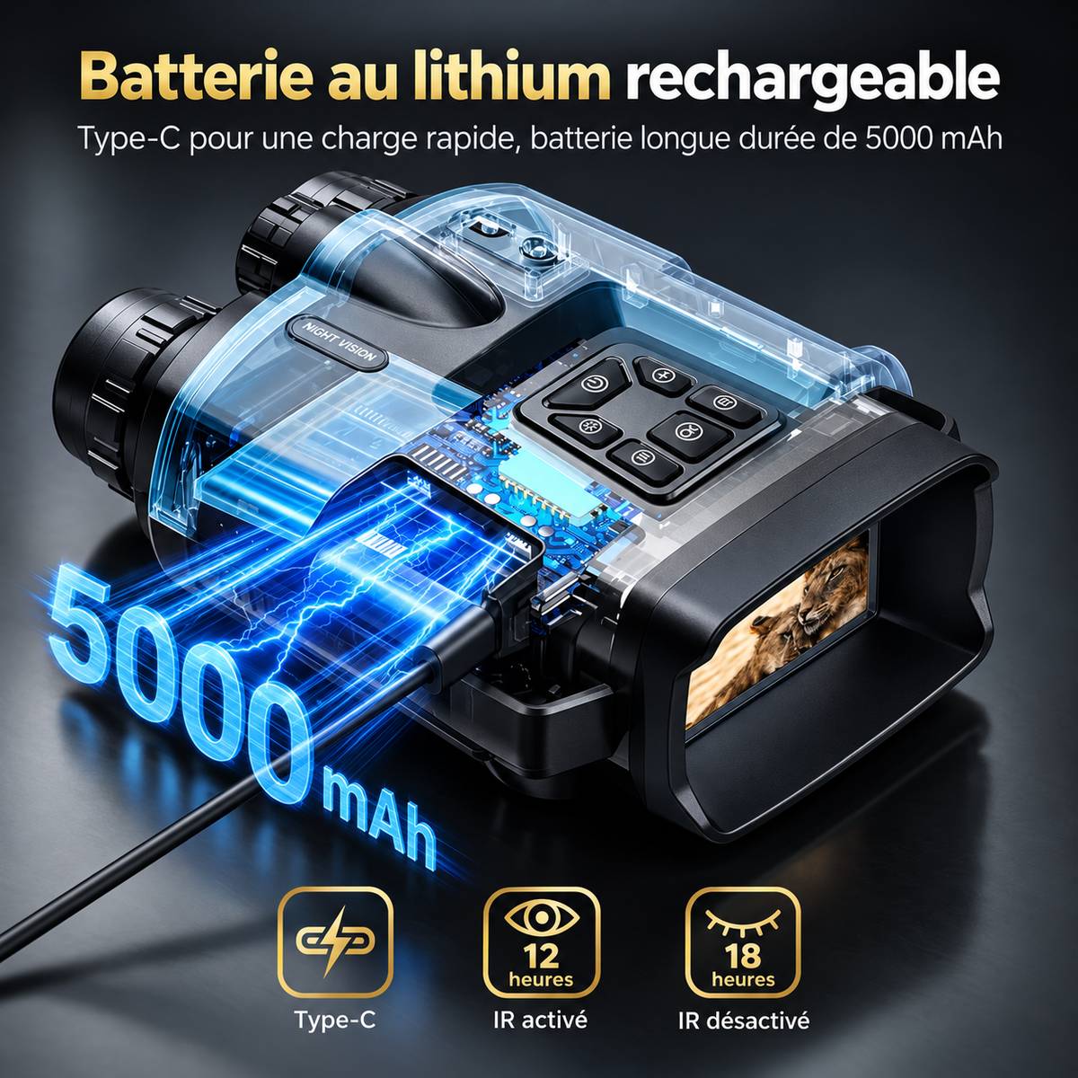 Jumelles de Vision Nocturne 4K – Infrarouge 600 m, Zoom 8× & Carte 64 Go