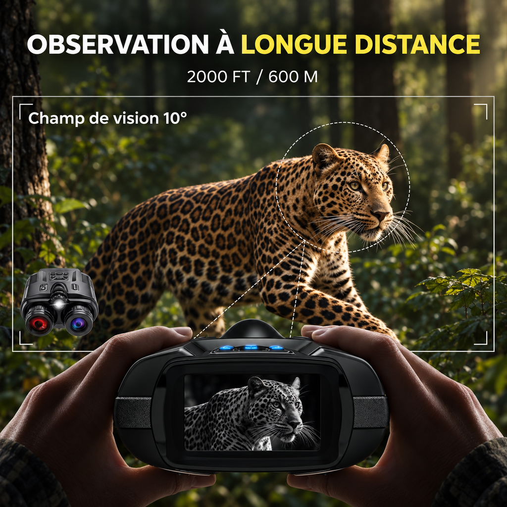 Jumelles de Vision Nocturne 4K – Infrarouge 600 m, Zoom 8× & Carte 64 Go