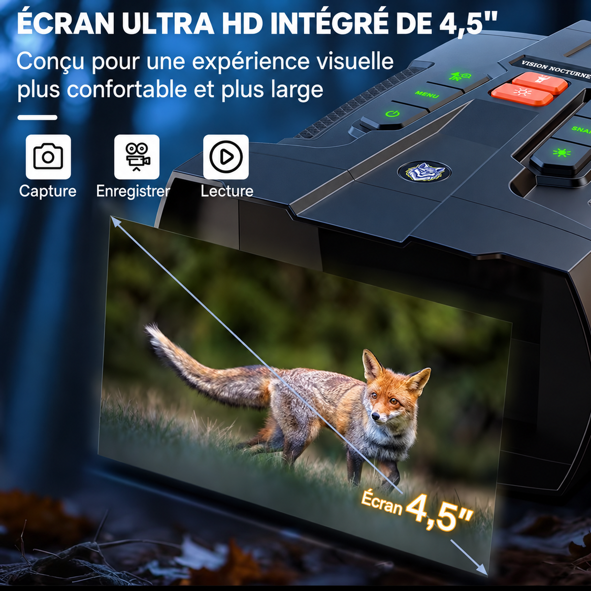 Jumelles de Vision Nocturne 4K – Écran 4,5 Pouces & Infrarouge 800 m