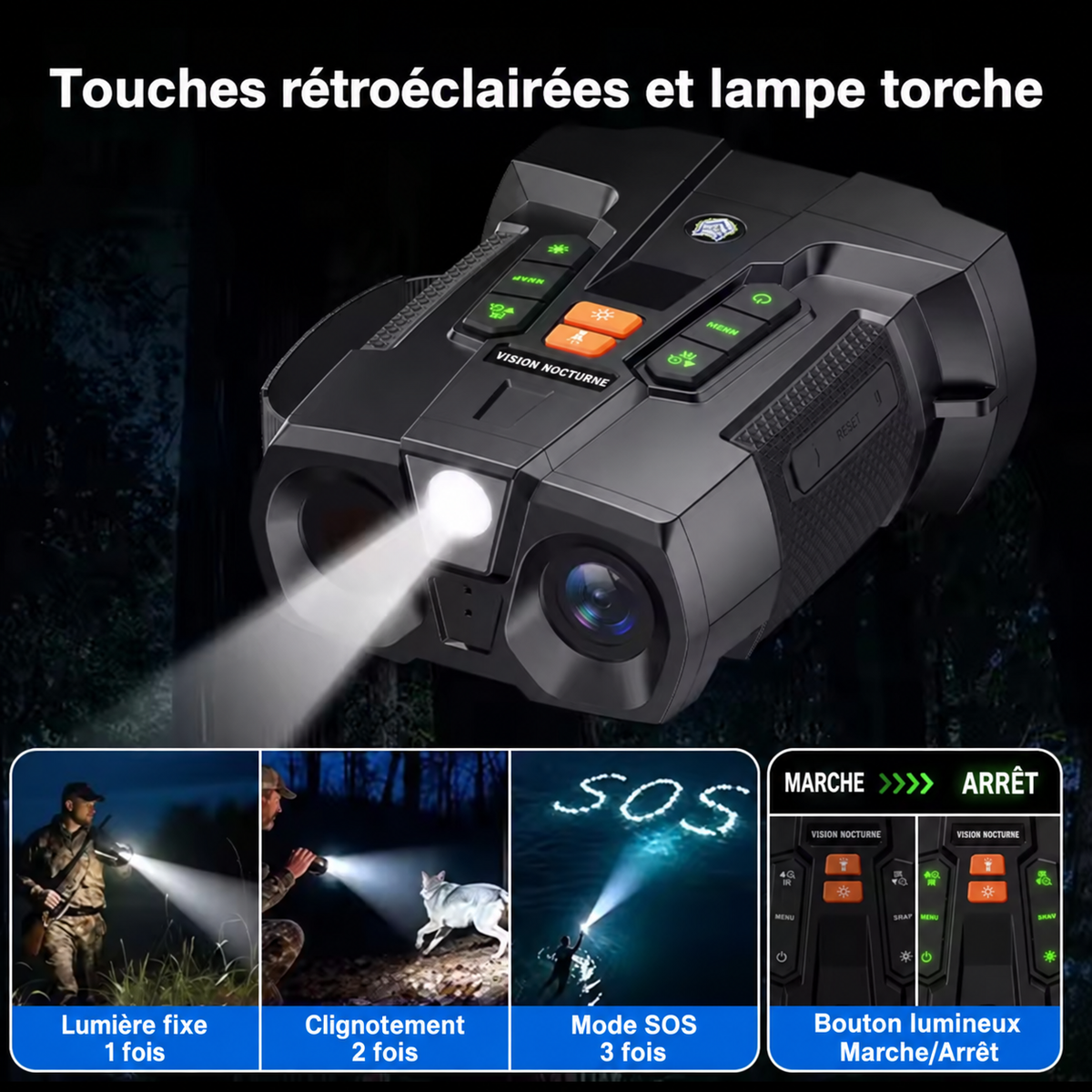 Jumelles de Vision Nocturne 4K – Écran 4,5 Pouces & Infrarouge 800 m