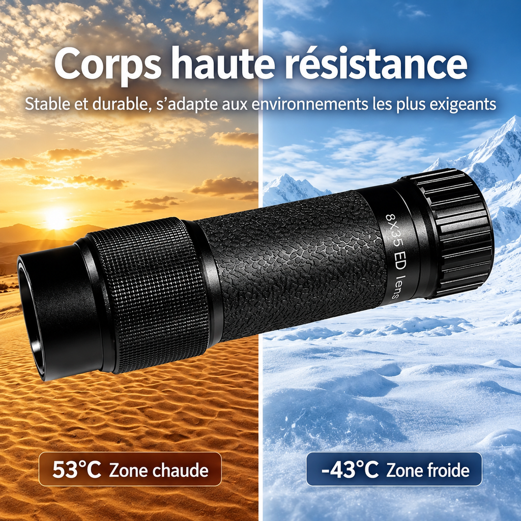 Jumelle Monoculaire Compact 8×25 – Corps Métallique & Optique Multicouche